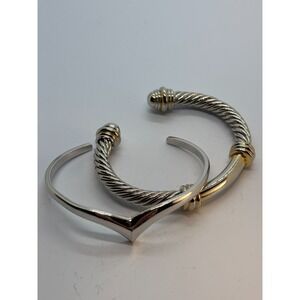 Vintage‎ Cuff Bracelets Silver Tone Wonder Monet Signed Heavy High Quality